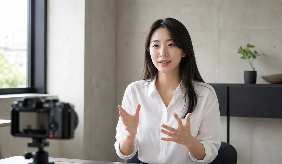 서비스 안내 이미지: 작업 공간에서 이야기하는 크리에이터